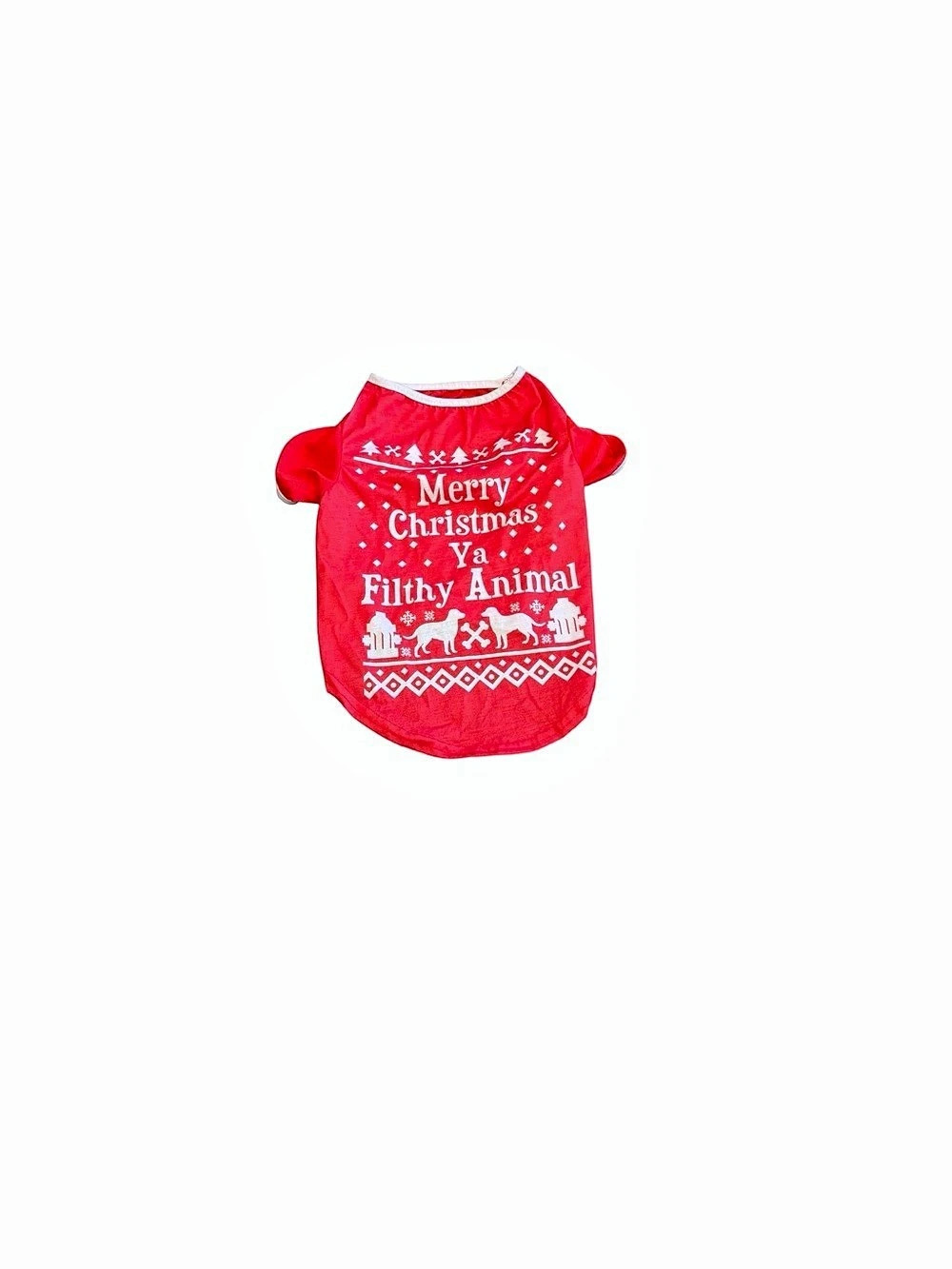 Red & White Christmas Filthy Animal Dog Shirt Large